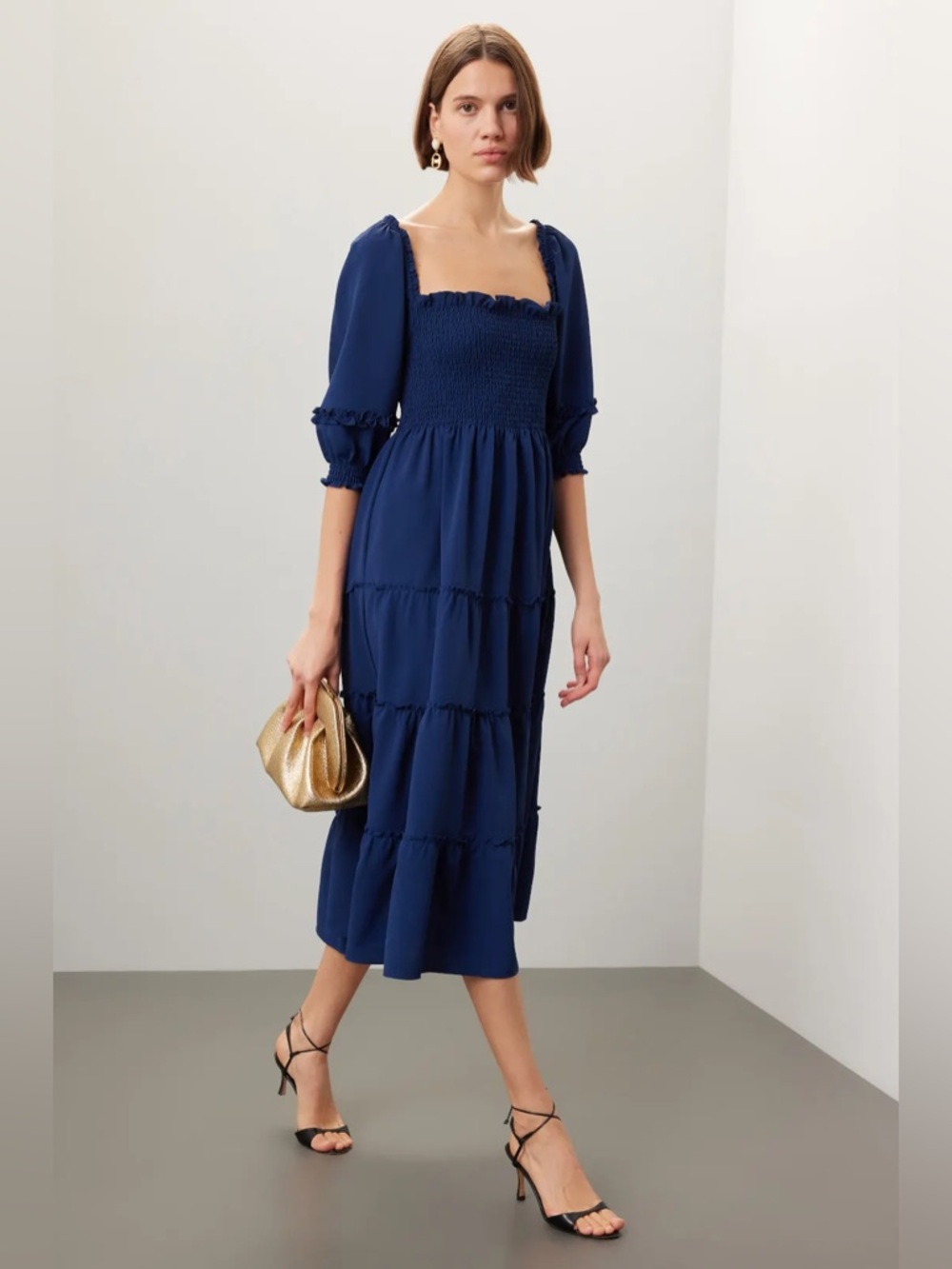 Hill House The Nesli Nap Dress Navy Blue Size Medium NWT